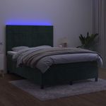 Casa si Gradina - Mobilier - Paturi si accesorii - Paturi - Pat cu arcuri, saltea si LED, verde inchis, 140x200 cm, catifea - Infinity.ro