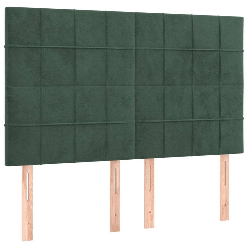 Casa si Gradina - Mobilier - Paturi si accesorii - Paturi - Pat cu arcuri, saltea si LED, verde inchis, 140x200 cm, catifea - Infinity.ro