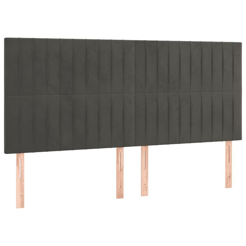 Casa si Gradina - Mobilier - Paturi si accesorii - Paturi - Pat box spring cu saltea, gri inchis, 160x200 cm, catifea - Infinity.ro