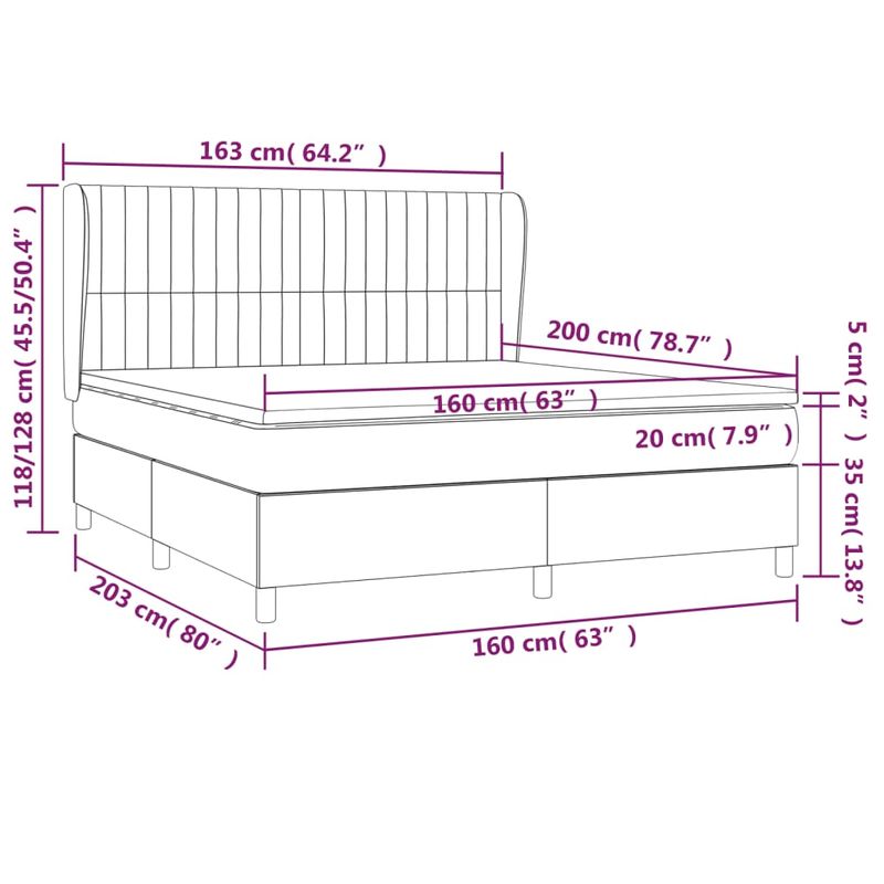 Casa si Gradina - Mobilier - Paturi si accesorii - Paturi - Pat box spring cu saltea, gri inchis, 160x200 cm, catifea - Infinity.ro