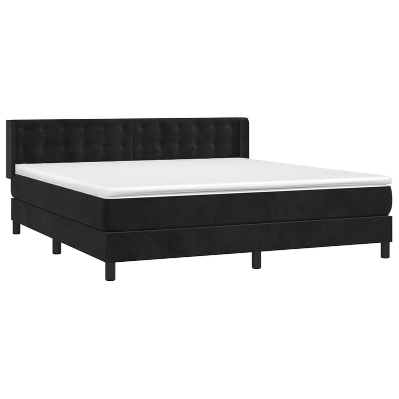 Casa si Gradina - Mobilier - Paturi si accesorii - Paturi - Pat box spring cu saltea, negru, 160x200 cm, catifea - Infinity.ro