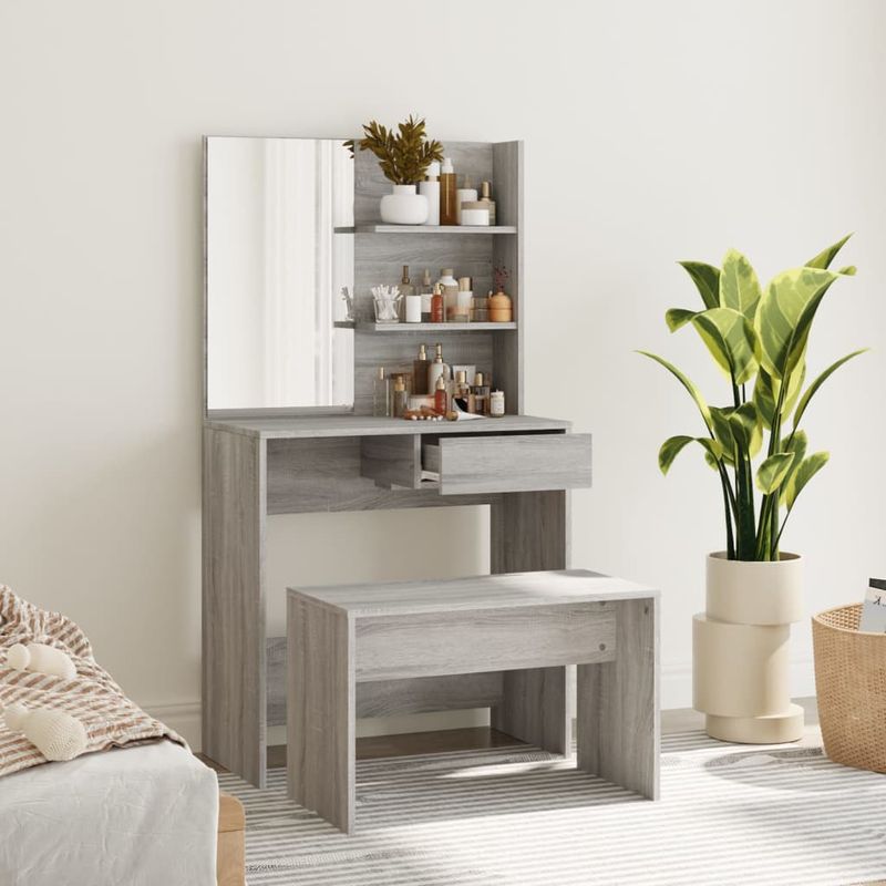 Casa si Gradina - Mobilier - Comode si corpuri - Masute de toaleta - Set masuta de toaleta, gri sonoma, 74,5x40x141 cm - Infinity.ro