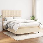 Casa si Gradina - Mobilier - Paturi si accesorii - Paturi - Pat box spring cu saltea, crem, 140x200 cm, textil - Infinity.ro