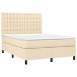 Casa si Gradina - Mobilier - Paturi si accesorii - Paturi - Pat box spring cu saltea, crem, 140x200 cm, textil - Infinity.ro