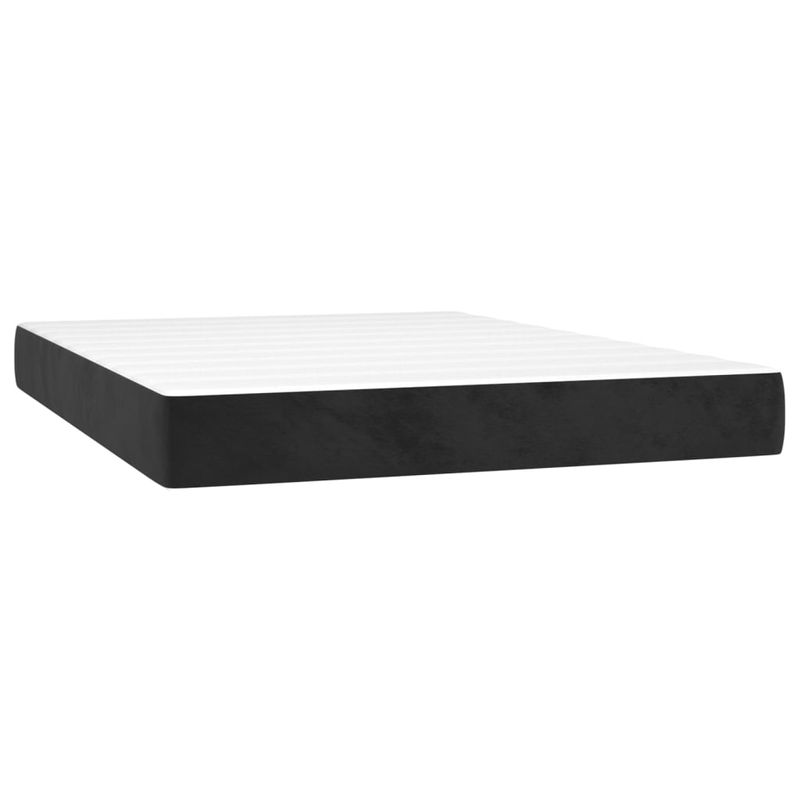 Casa si Gradina - Mobilier - Paturi si accesorii - Paturi - Pat cu arcuri, saltea si LED, negru, 140x200 cm, catifea - Infinity.ro