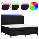 Casa si Gradina - Mobilier - Paturi si accesorii - Paturi - Pat cu arcuri, saltea si LED, negru, 160x200 cm, textil - Infinity.ro