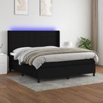 Casa si Gradina - Mobilier - Paturi si accesorii - Paturi - Pat cu arcuri, saltea si LED, negru, 160x200 cm, textil - Infinity.ro