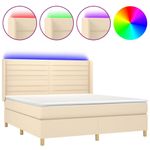 Casa si Gradina - Mobilier - Paturi si accesorii - Paturi - Pat cu arcuri, saltea si LED, crem, 160x200 cm, textil - Infinity.ro