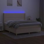 Casa si Gradina - Mobilier - Paturi si accesorii - Paturi - Pat cu arcuri, saltea si LED, crem, 160x200 cm, textil - Infinity.ro