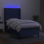 Casa si Gradina - Mobilier - Paturi si accesorii - Paturi - Pat cu arcuri, saltea si LED, albastru, 90x190 cm, textil - Infinity.ro
