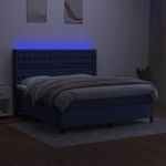 Casa si Gradina - Mobilier - Paturi si accesorii - Paturi - Pat cu arcuri, saltea si LED, albastru, 180x200 cm, textil - Infinity.ro
