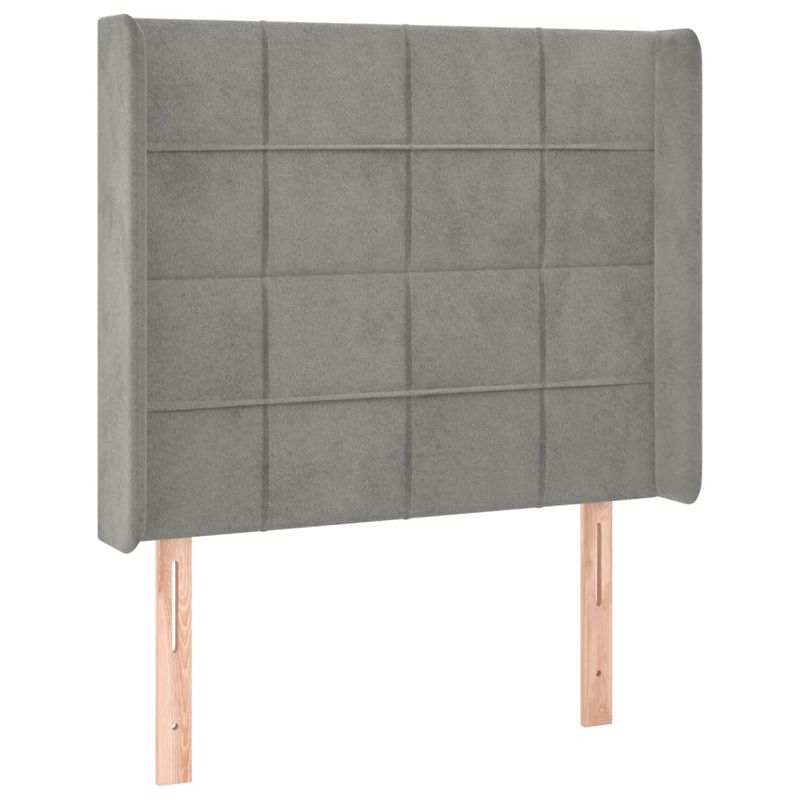 Casa si Gradina - Mobilier - Paturi si accesorii - Paturi - Pat cu arcuri, saltea si LED, gri deschis, 90x200 cm, catifea - Infinity.ro