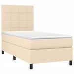 Casa si Gradina - Mobilier - Paturi si accesorii - Paturi - Pat box spring cu saltea, crem, 100x200 cm, textil - Infinity.ro