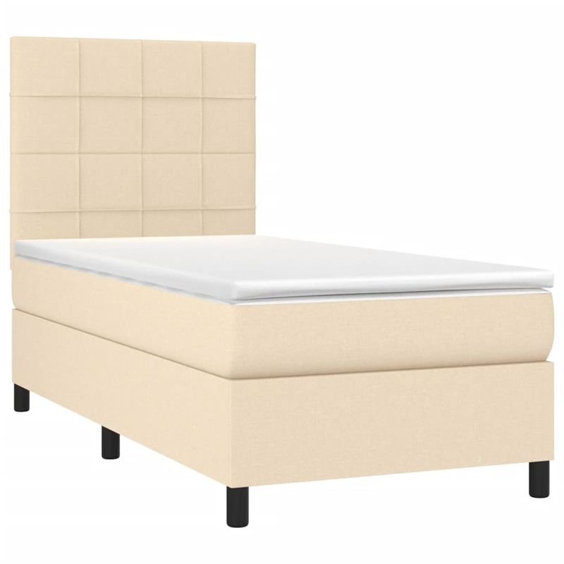 Casa si Gradina - Mobilier - Paturi si accesorii - Paturi - Pat box spring cu saltea, crem, 100x200 cm, textil - Infinity.ro
