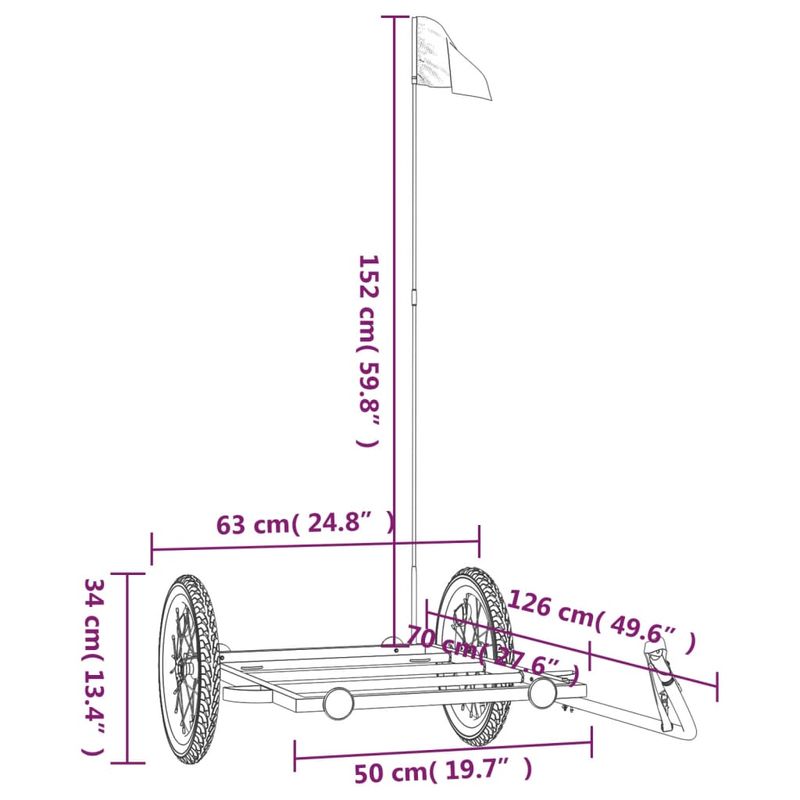 Sport si Outdoor - Ciclism - Accesorii pentru biciclete - Remorci biciclete - Remorca de bicicleta, negru, 126x63x34 cm, fier - Infinity.ro