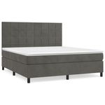 Casa si Gradina - Mobilier - Paturi si accesorii - Paturi - Pat box spring cu saltea, gri inchis, 180x200 cm, catifea - Infinity.ro