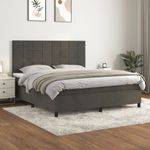Casa si Gradina - Mobilier - Paturi si accesorii - Paturi - Pat box spring cu saltea, gri inchis, 180x200 cm, catifea - Infinity.ro
