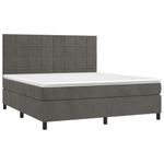 Casa si Gradina - Mobilier - Paturi si accesorii - Paturi - Pat box spring cu saltea, gri inchis, 180x200 cm, catifea - Infinity.ro