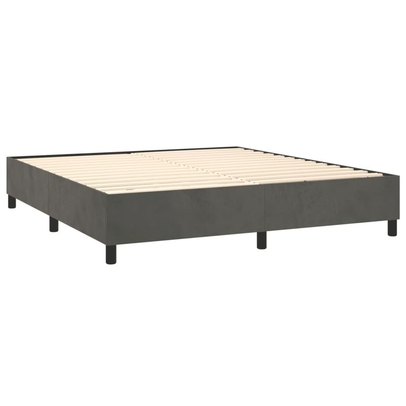 Casa si Gradina - Mobilier - Paturi si accesorii - Paturi - Pat box spring cu saltea, gri inchis, 180x200 cm, catifea - Infinity.ro