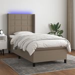 Casa si Gradina - Mobilier - Paturi si accesorii - Paturi - Pat cu arcuri, saltea si LED, gri taupe, 90x190 cm, textil - Infinity.ro