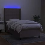 Casa si Gradina - Mobilier - Paturi si accesorii - Paturi - Pat cu arcuri, saltea si LED, gri taupe, 90x190 cm, textil - Infinity.ro