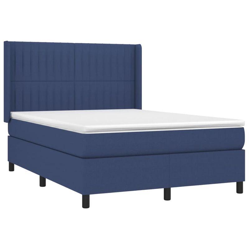 Casa si Gradina - Mobilier - Paturi si accesorii - Paturi - Pat cu arcuri, saltea si LED, albastru, 140x190 cm, textil - Infinity.ro