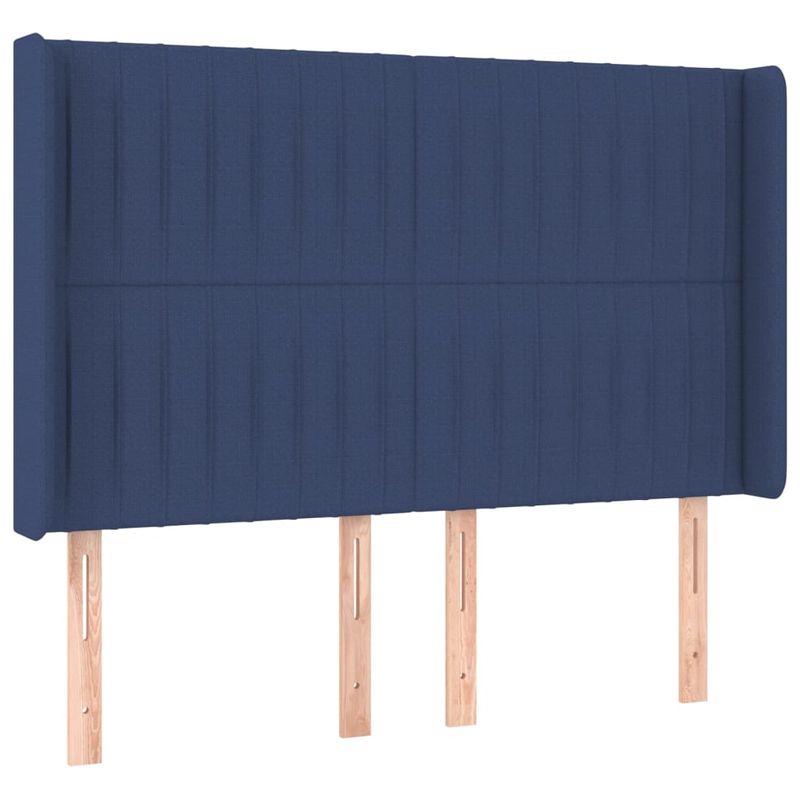Casa si Gradina - Mobilier - Paturi si accesorii - Paturi - Pat cu arcuri, saltea si LED, albastru, 140x190 cm, textil - Infinity.ro