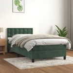 Casa si Gradina - Mobilier - Paturi si accesorii - Paturi - Pat box spring cu saltea, verde inchis, 80x200 cm, catifea - Infinity.ro