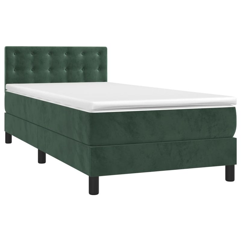 Casa si Gradina - Mobilier - Paturi si accesorii - Paturi - Pat box spring cu saltea, verde inchis, 80x200 cm, catifea - Infinity.ro