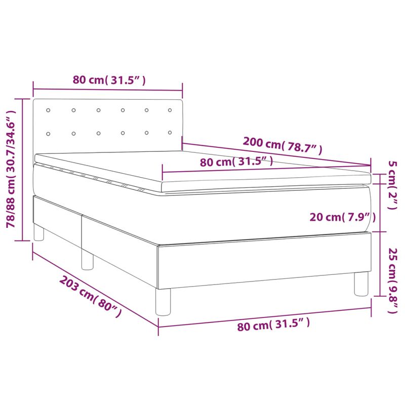 Casa si Gradina - Mobilier - Paturi si accesorii - Paturi - Pat box spring cu saltea, verde inchis, 80x200 cm, catifea - Infinity.ro