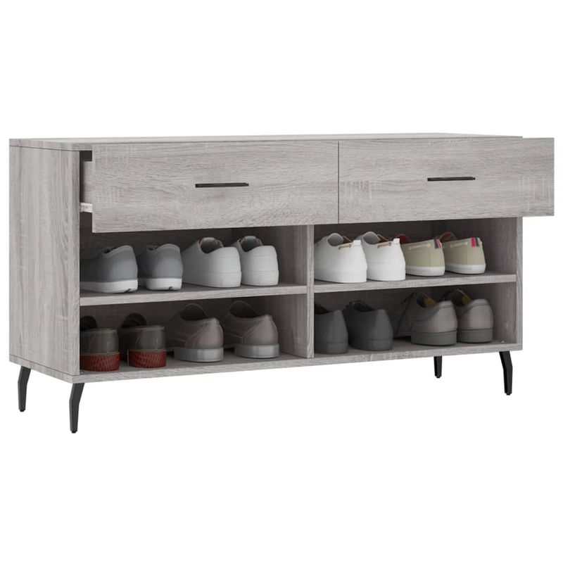 Casa si Gradina - Mobilier - Organizare si depozitare - Organizator incaltaminte - Banca de pantofi, gri sonoma, 102x35x55 cm, lemn prelucrat - Infinity.ro