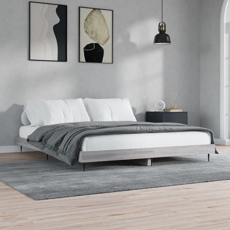 Casa si Gradina - Mobilier - Paturi si accesorii - Paturi - Cadru de pat, gri sonoma, 160x200 cm, lemn prelucrat - Infinity.ro