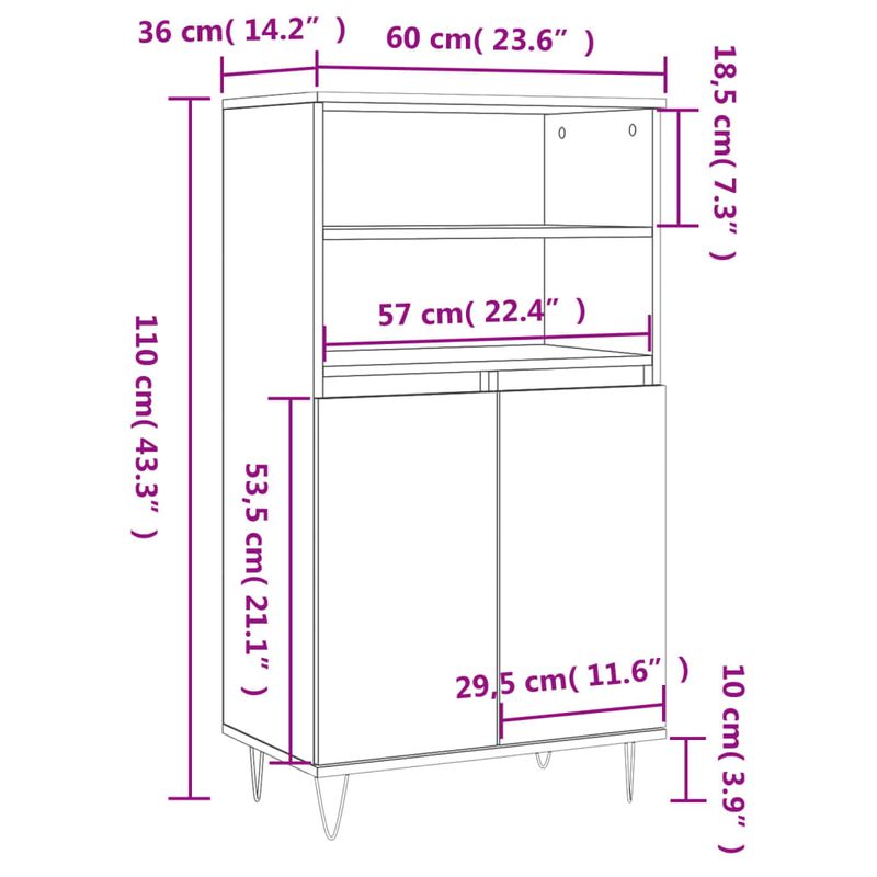 Casa si Gradina - Mobilier - Comode si corpuri - Corpuri bucatarie - Dulap inalt, stejar fumuriu, 60x36x110 cm, lemn prelucrat - Infinity.ro