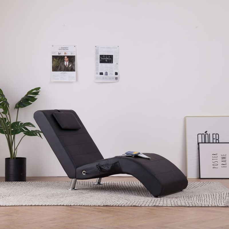 Casa si Gradina - Mobilier - Scaune si fotolii - Fotolii - Sezlong de masaj cu perna, negru, piele artificiala - Infinity.ro