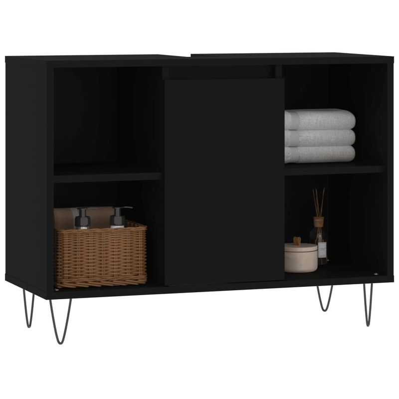 Casa si Gradina - Mobilier - Mobilier baie - Comode baie - Comoda pentru baie, negru, 80x33x60 cm, lemn compozit - Infinity.ro
