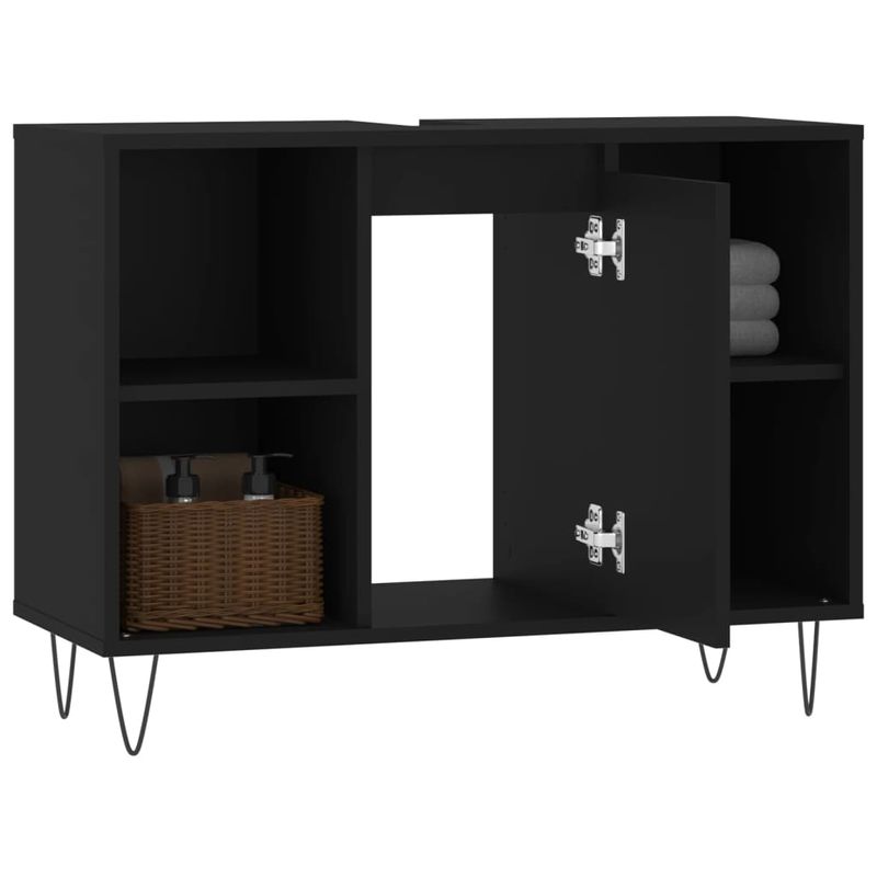 Casa si Gradina - Mobilier - Mobilier baie - Comode baie - Comoda pentru baie, negru, 80x33x60 cm, lemn compozit - Infinity.ro