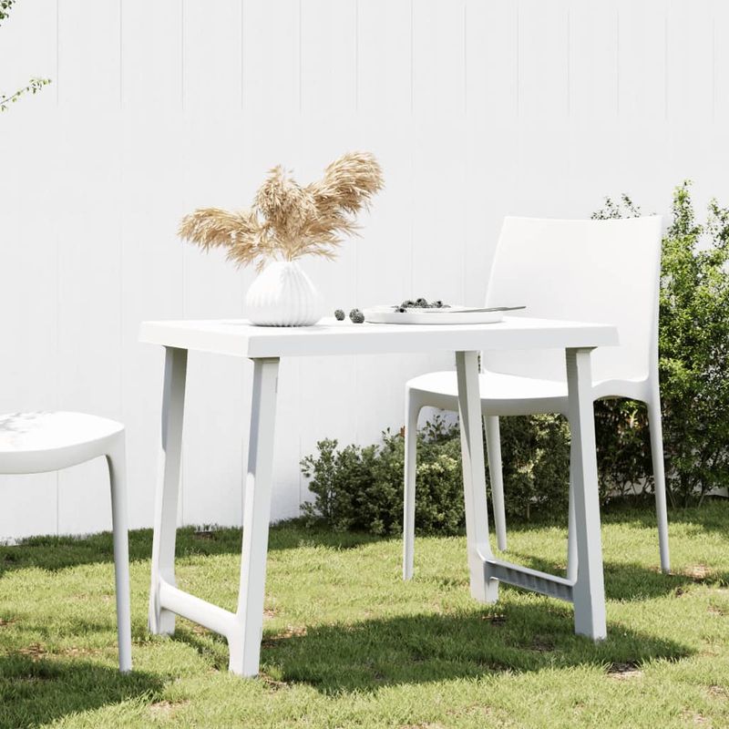 Casa si Gradina - Gradina si terasa - Mobilier exterior - Mese gradina - Masa pentru camping, alb, 79x56x64 cm, PP aspect lemn - Infinity.ro