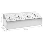 Casa si Gradina - Bucatarie si vesela - Organizare si depozitare bucatarie - Suporturi tacamuri si vase - Recipient Gastronorm cu 4 sectiuni GN 1/6 otel inoxidabil, mărime 22.5x66x21.5 cm - Infinity.ro