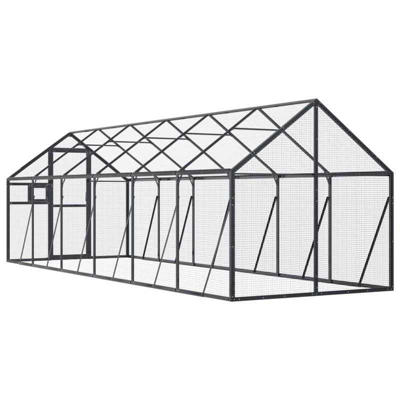Petshop - Accesorii petshop - Culcusuri si custi - Tarcuri si colivii - Voliera de pasari, antracit, 1,79x6x1,85 m, aluminiu - Infinity.ro