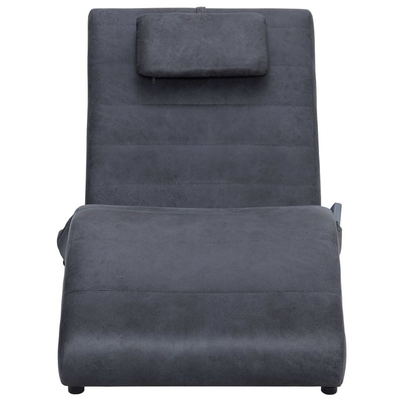 Casa si Gradina - Mobilier - Scaune si fotolii - Fotolii - Sezlong de masaj cu perna, gri, piele intoarsa artificiala - Infinity.ro