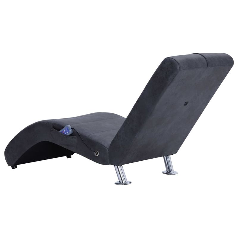 Casa si Gradina - Mobilier - Scaune si fotolii - Fotolii - Sezlong de masaj cu perna, gri, piele intoarsa artificiala - Infinity.ro