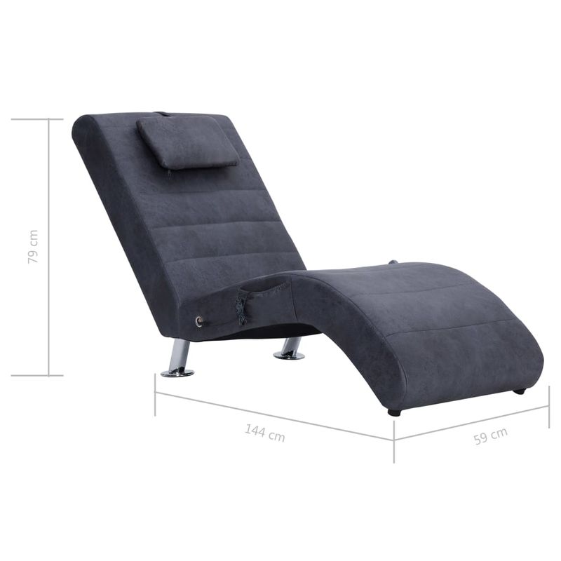 Casa si Gradina - Mobilier - Scaune si fotolii - Fotolii - Sezlong de masaj cu perna, gri, piele intoarsa artificiala - Infinity.ro