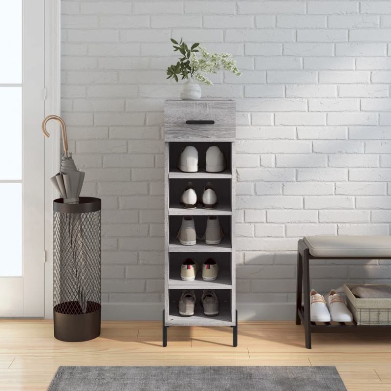 Casa si Gradina - Mobilier - Dulapuri si sifoniere - Dulapuri pantofi - Pantofar, gri sonoma, 30x35x105 cm, lemn compozit - Infinity.ro