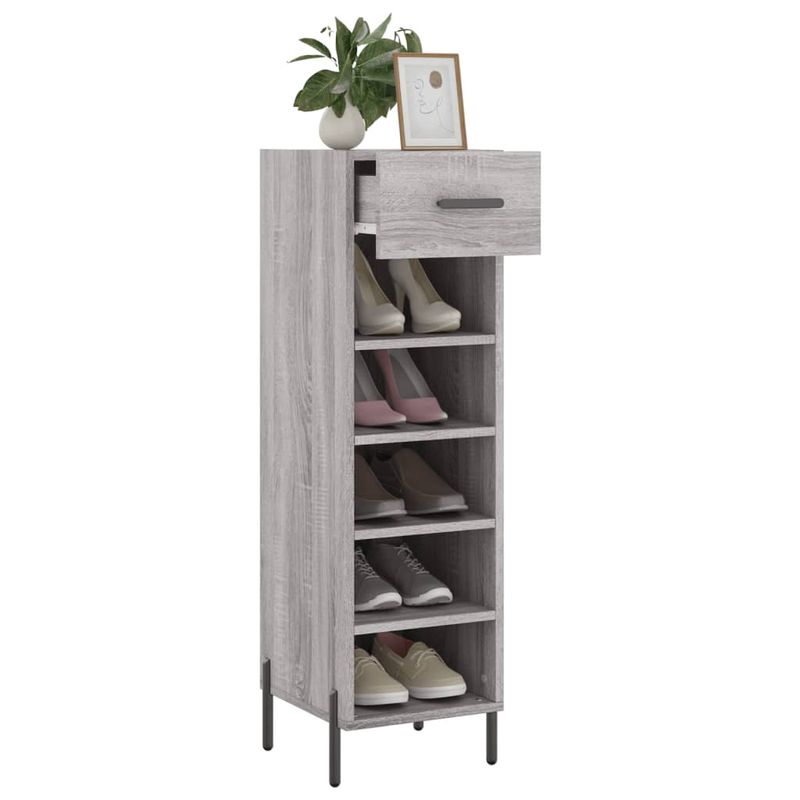 Casa si Gradina - Mobilier - Dulapuri si sifoniere - Dulapuri pantofi - Pantofar, gri sonoma, 30x35x105 cm, lemn compozit - Infinity.ro