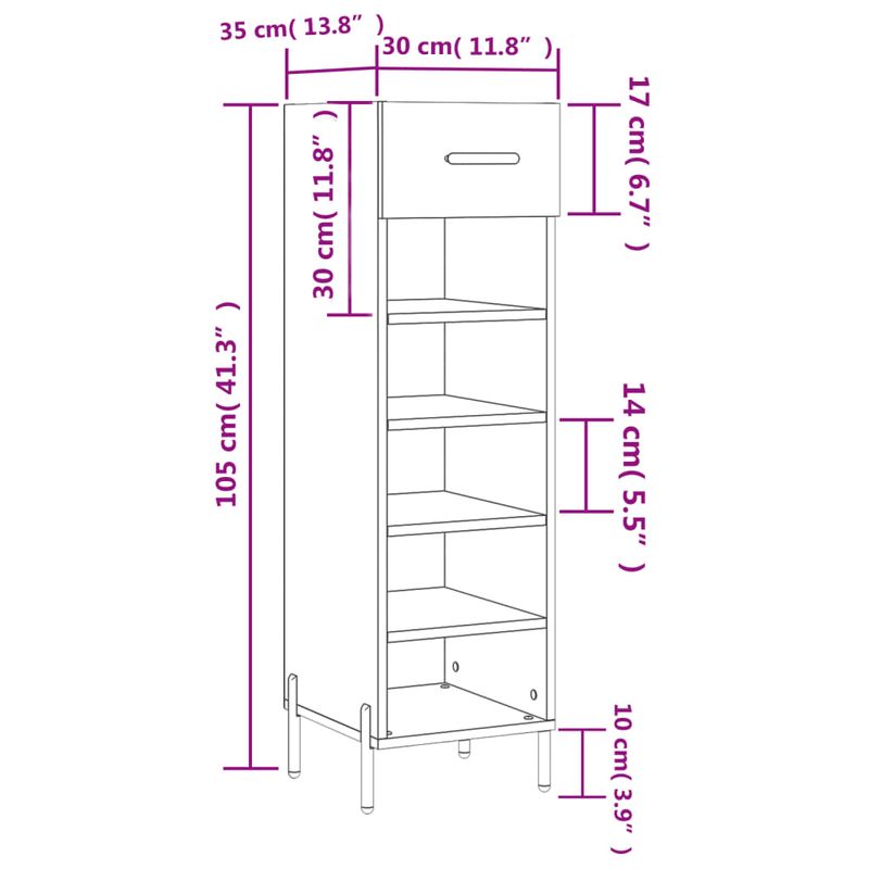 Casa si Gradina - Mobilier - Dulapuri si sifoniere - Dulapuri pantofi - Pantofar, gri sonoma, 30x35x105 cm, lemn compozit - Infinity.ro