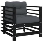 Casa si Gradina - Gradina si terasa - Mobilier exterior - Canapele si fotolii gradina - Scaune de gradina cu perne, 2 buc., negru, lemn masiv de pin - Infinity.ro