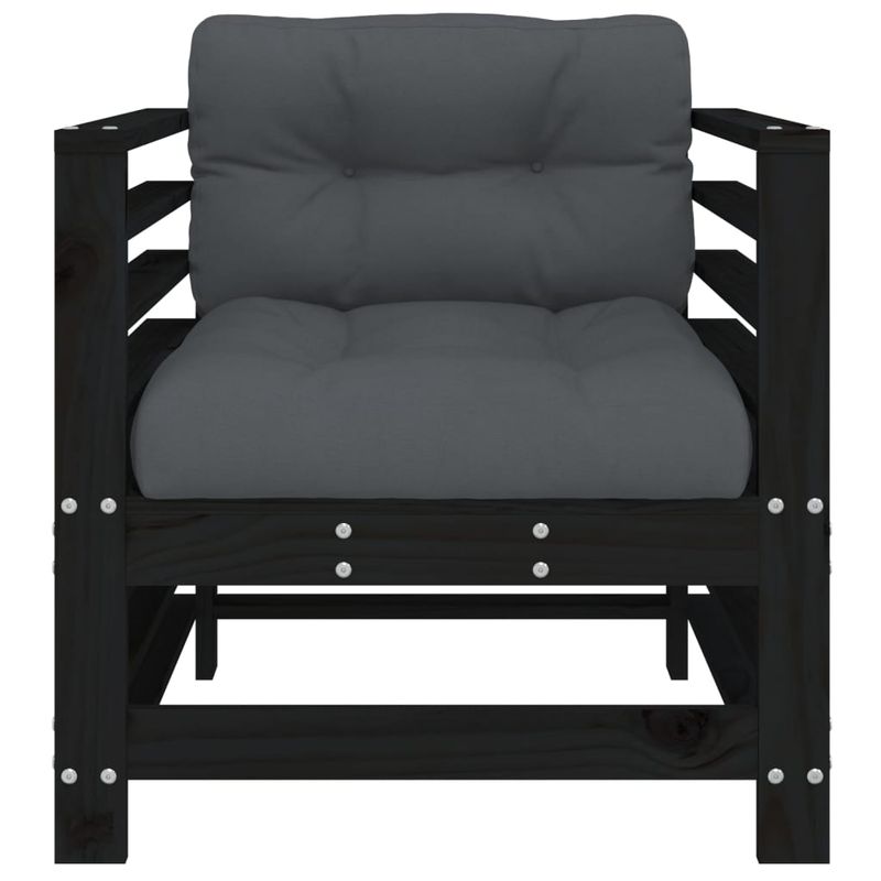 Casa si Gradina - Gradina si terasa - Mobilier exterior - Canapele si fotolii gradina - Scaune de gradina cu perne, 2 buc., negru, lemn masiv de pin - Infinity.ro