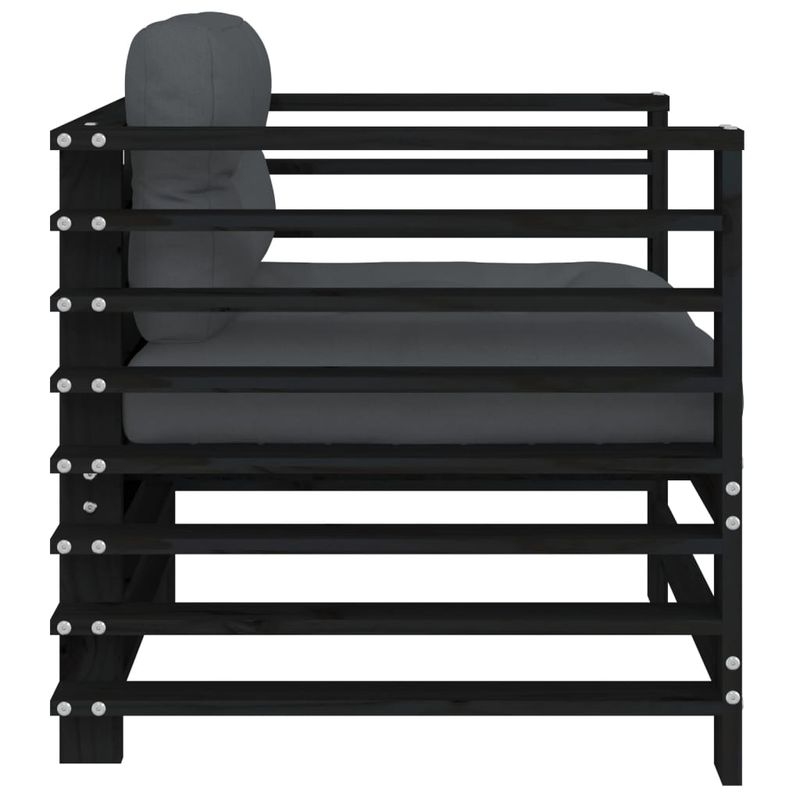 Casa si Gradina - Gradina si terasa - Mobilier exterior - Canapele si fotolii gradina - Scaune de gradina cu perne, 2 buc., negru, lemn masiv de pin - Infinity.ro