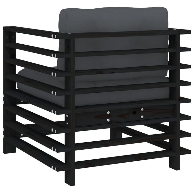 Casa si Gradina - Gradina si terasa - Mobilier exterior - Canapele si fotolii gradina - Scaune de gradina cu perne, 2 buc., negru, lemn masiv de pin - Infinity.ro