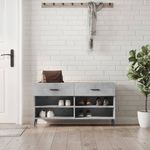 Casa si Gradina - Mobilier - Organizare si depozitare - Organizator incaltaminte - Bancheta pantofar, gri beton, 102x35x55 cm, lemn prelucrat - Infinity.ro